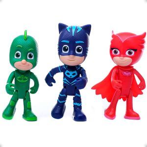 kit de Bonecos Pjmasks em vinil articulado Menino Gato Corujita Lagartixo 15cm