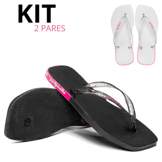 Kit Chinelo Feminino Confortável Flexível Brilho