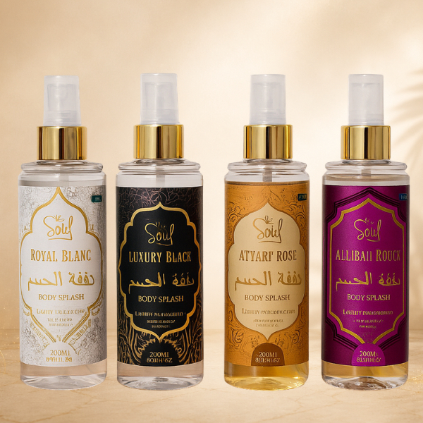 Kit 4 Body Splash Árabe Soul 200ml Feminino Alta Fixação Dia e Noite