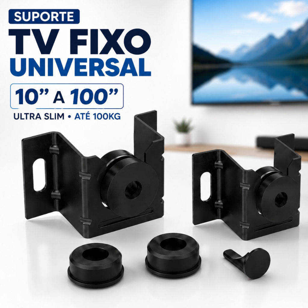 Suporte Fixo Para TV Monitor Universal 10 a 100 Polegadas Até 80kg Preto