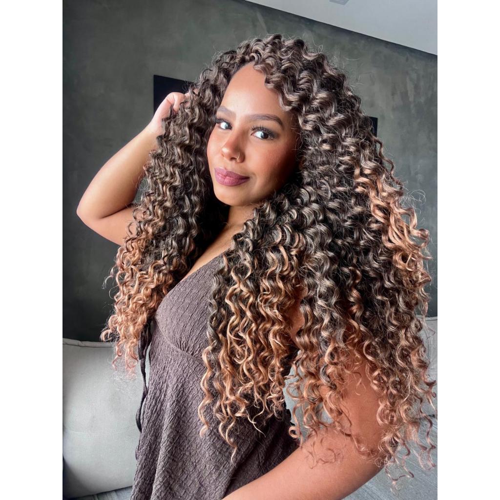 Cabelo Orgânico Crochet  RITMO Ser Mulher 50cm 340g Cacheado Natural Fácil Aplicação Resistente Calo