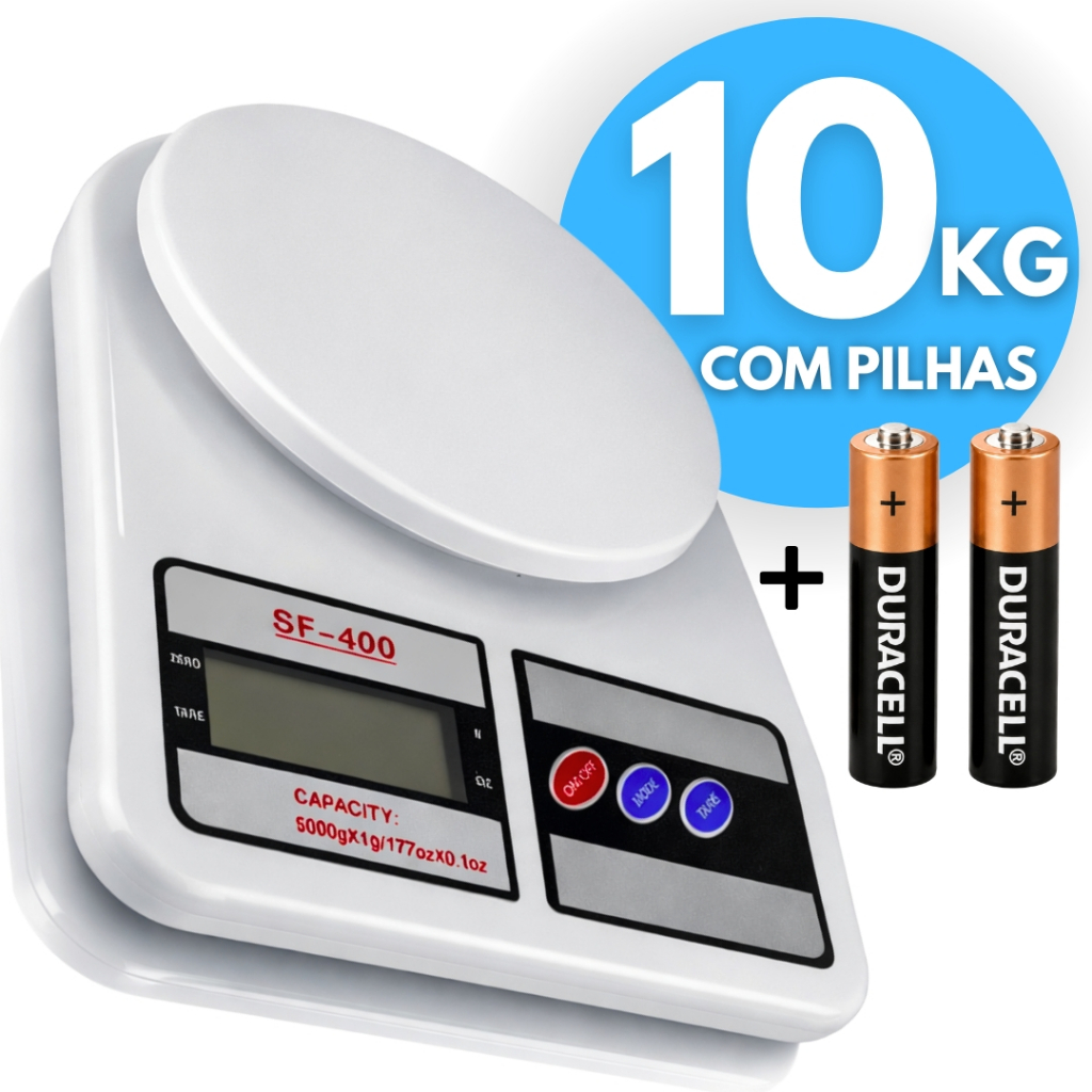 Balança Digital Cozinha com Pilha 10kg Alta Precisão para Alimentos Dieta Nutrição Confeitaria