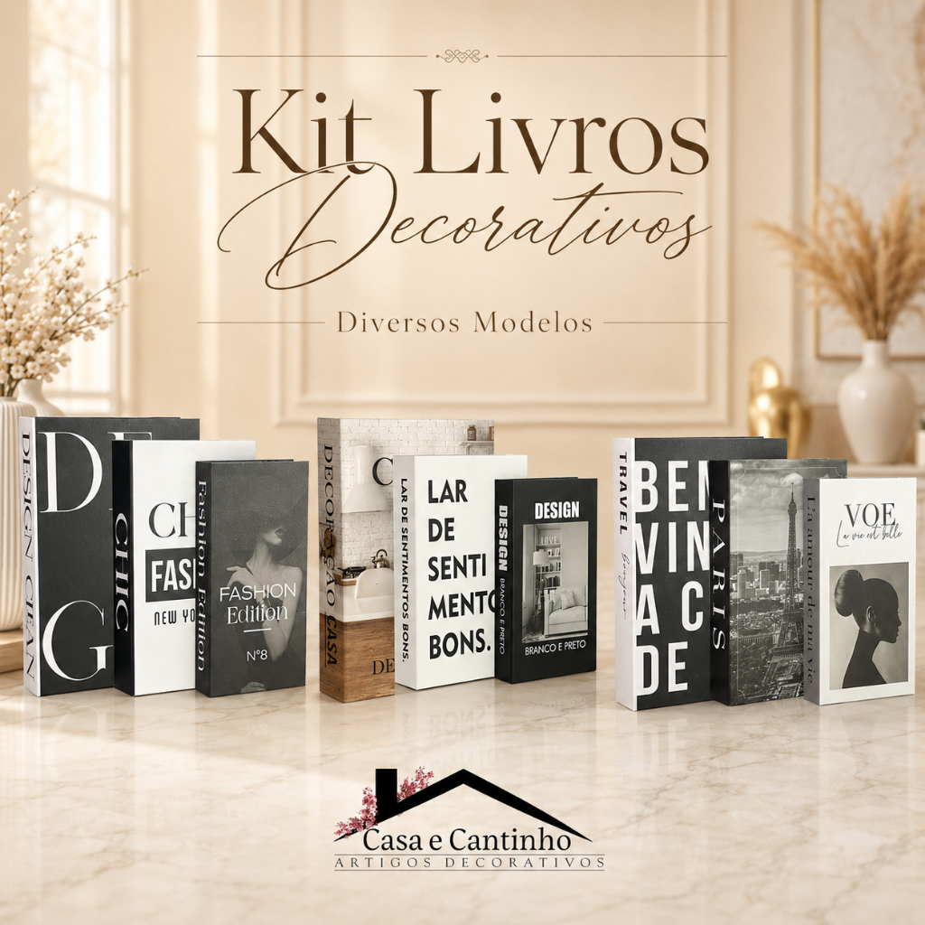 Kit Livro Decorativo 3 Peças Caixa Organizadora Livro Fake Porta Objetos Joias Porta Treco