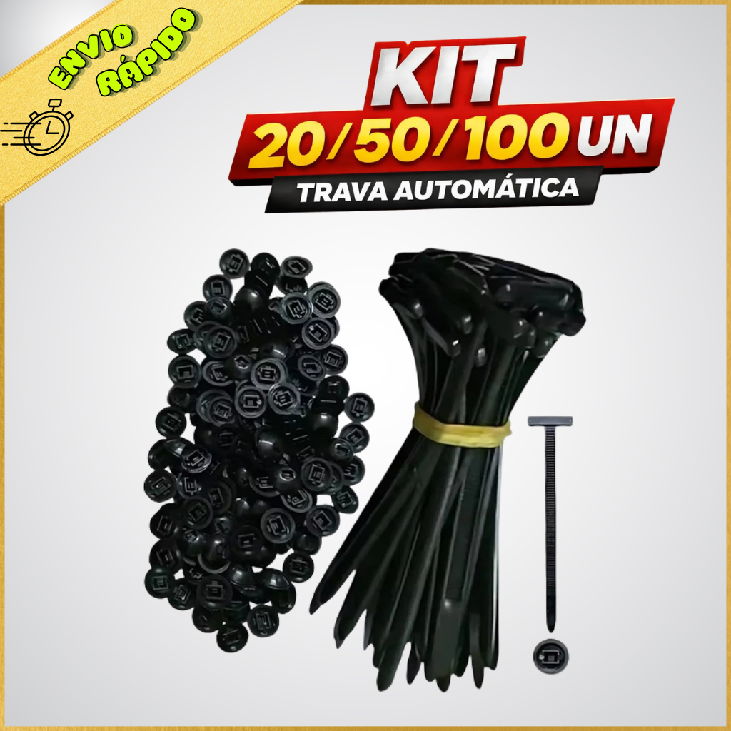 Kit 20/50/100 Pçs Abraçadeiras Com Travamento Automático Fivela Universal De Nylon Multifuncional