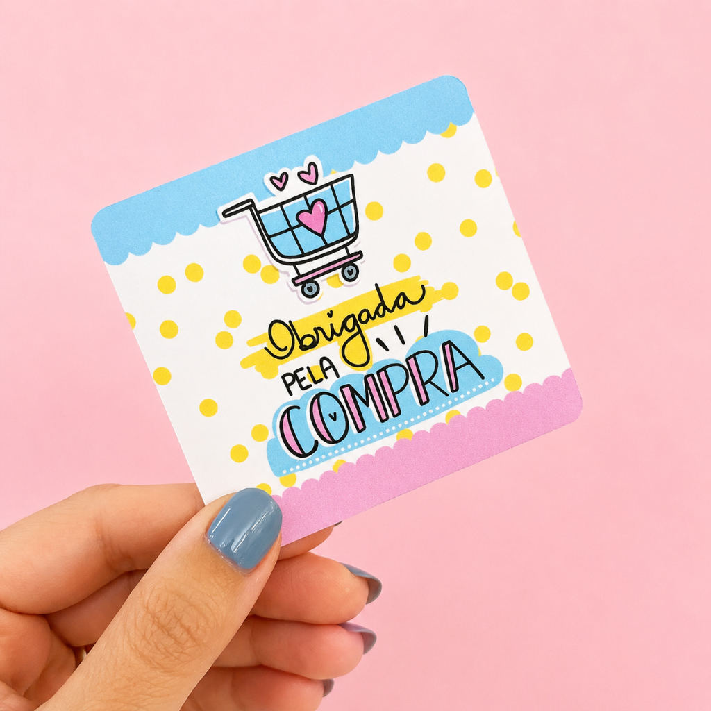 Mini Cartão de Agradecimento - Tag para Lojas (6x6cm)
