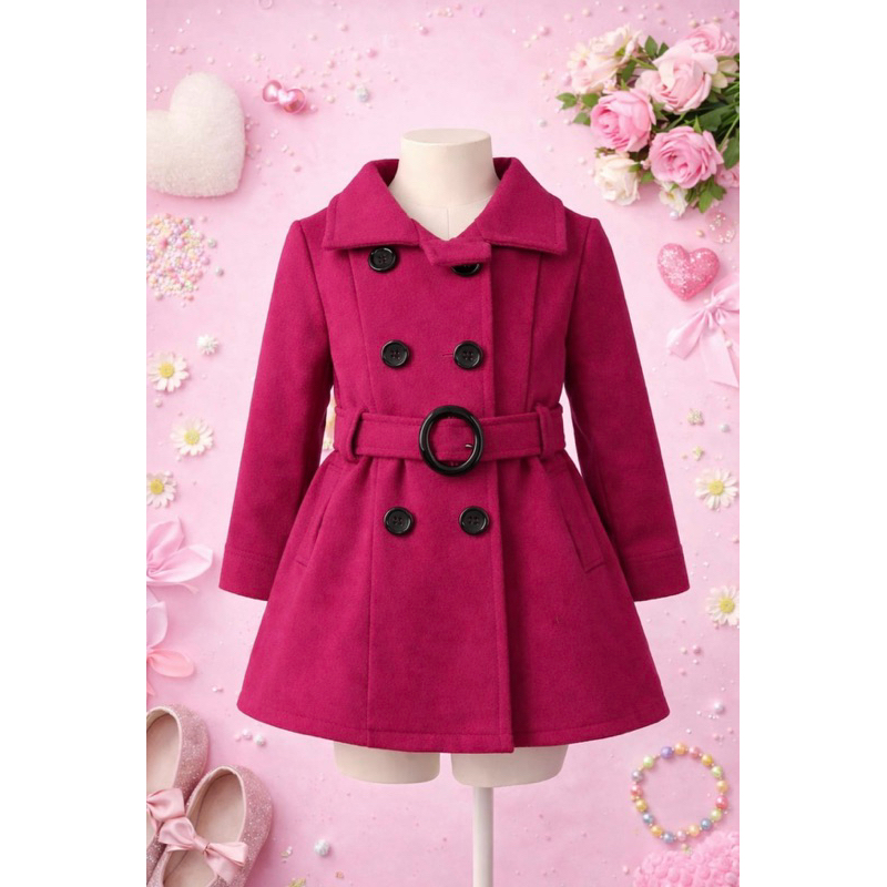 🧥 Casaco Infantil Feminino Elegante com Cinto – Do Tam. 4 ao 12