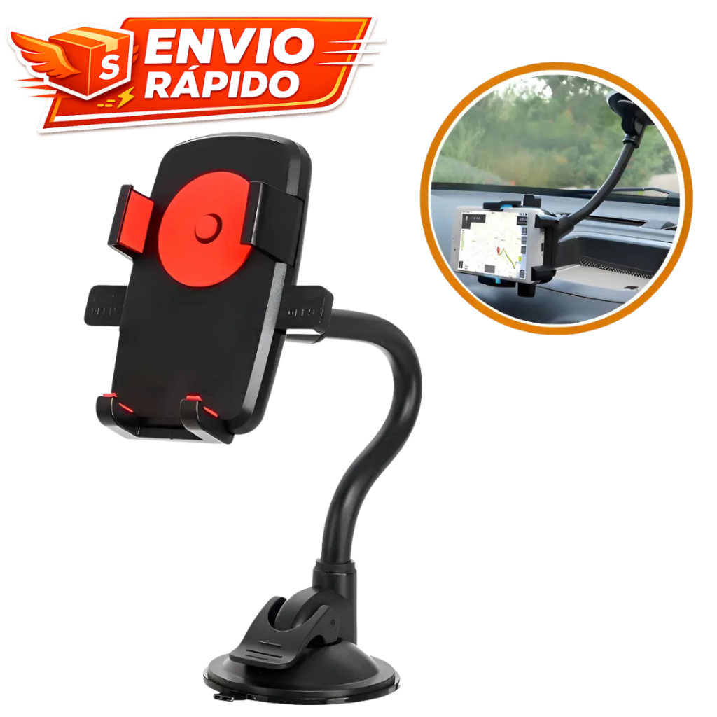 Suporte para Celular Smartphone Veicular com Ventosa para Vidro Parabrisa Haste Flexível