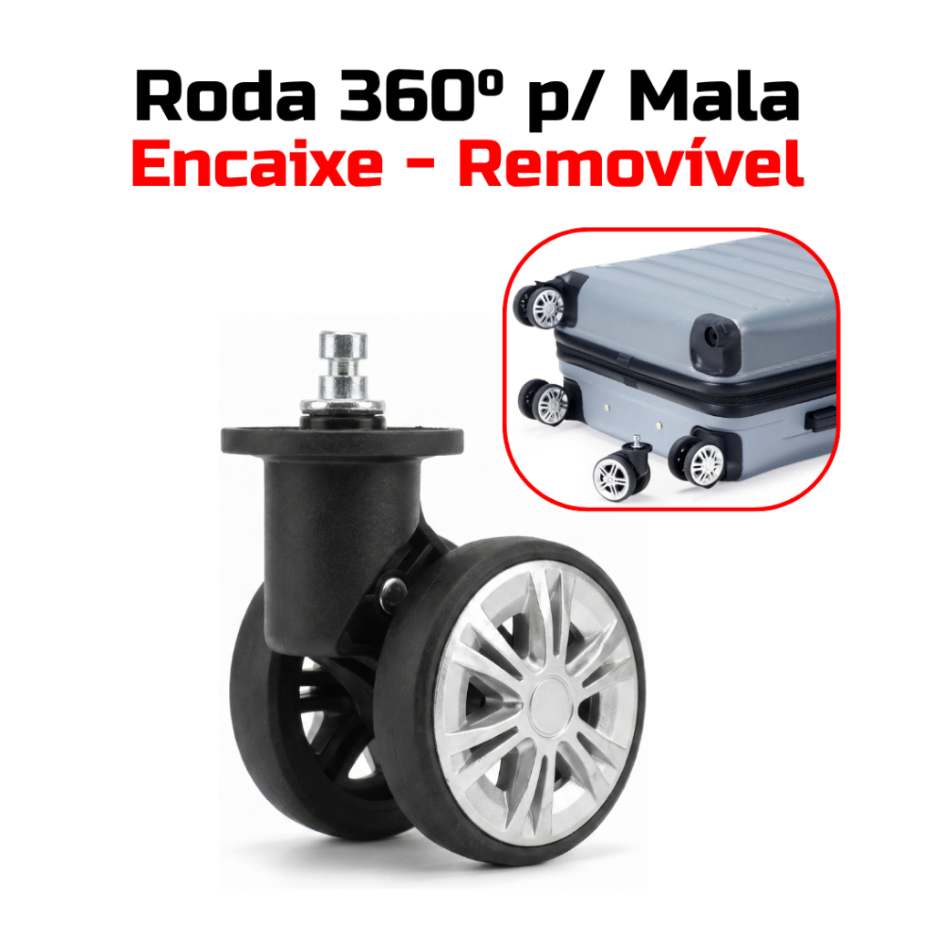 Rodas de Mala Viagem - Rodinhas Giratórias 360 graus -  Substituição Fácil - Servem p/ Várias Malas