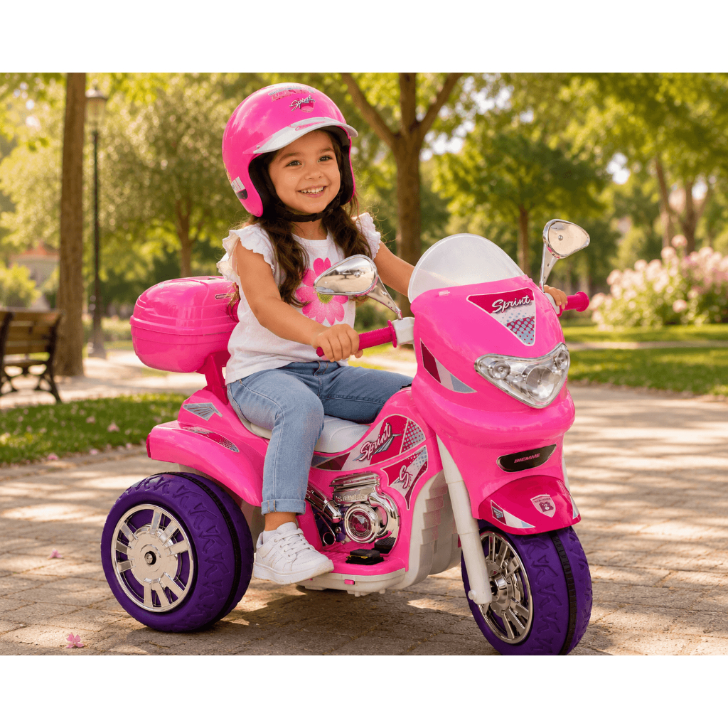 Moto Eletrica Infantil Biemme Sprint Turbo 12V Capacete Rosa