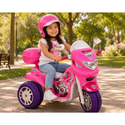 Moto Eletrica Infantil Biemme Sprint Turbo 12V Capacete Pink