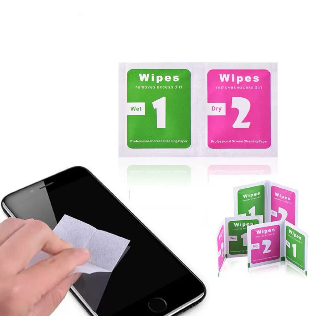 Kit Aplicação Película Limpeza Tela Celular Com Álcool Removedor Poeira Anti Bolhas Display