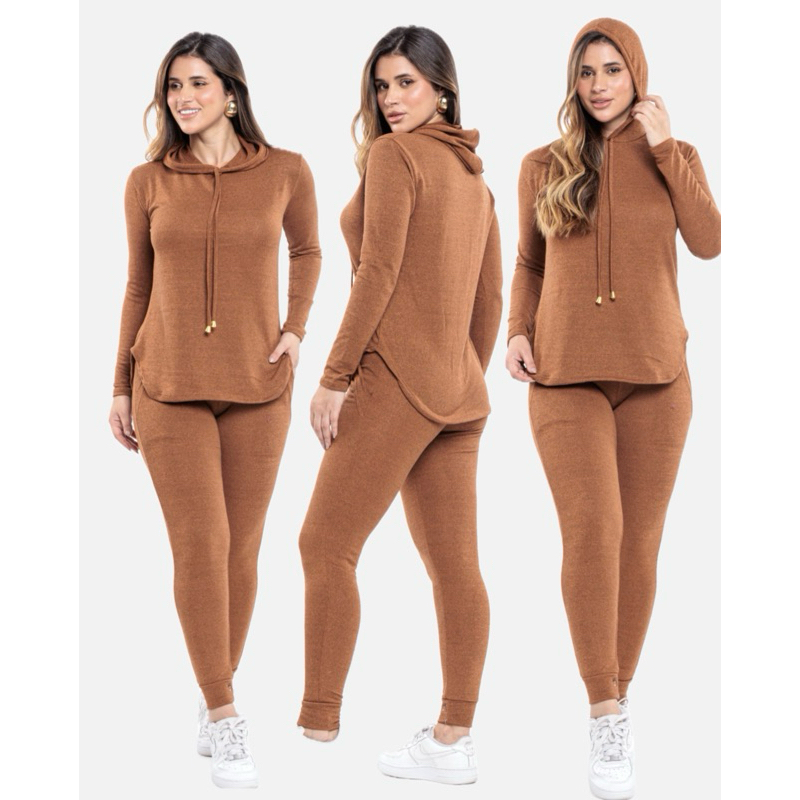 Conjunto Lanzinha Feminino Bolso Touca Inverno Moda Casual Confortável Quentinho Tendência P a GG