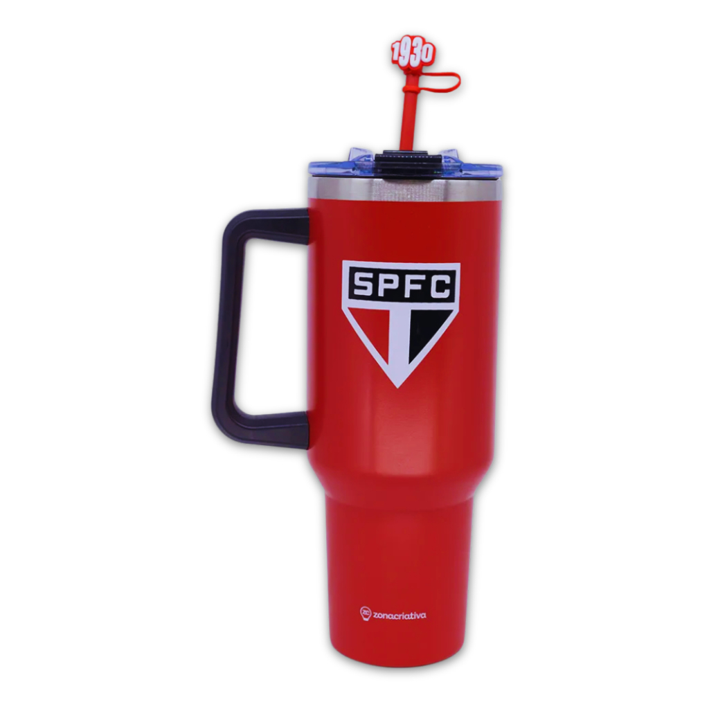 Copo Canecao Térmico Time São Paulo 1,15lt Tumbler Oficial Vermelho São Paulo Presente Pai Amigo