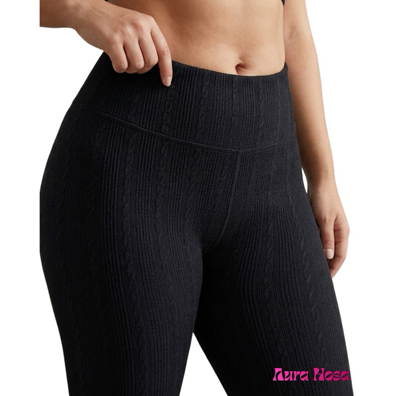 Calça Legging Texturizada Cintura Alta Academia Zero Transparência