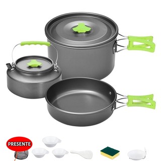 Kit De Panelas Cozinha Portátil Para Acampamento Com Antiaderente Conjunto De Panelas 3 Peças Para Piquenique