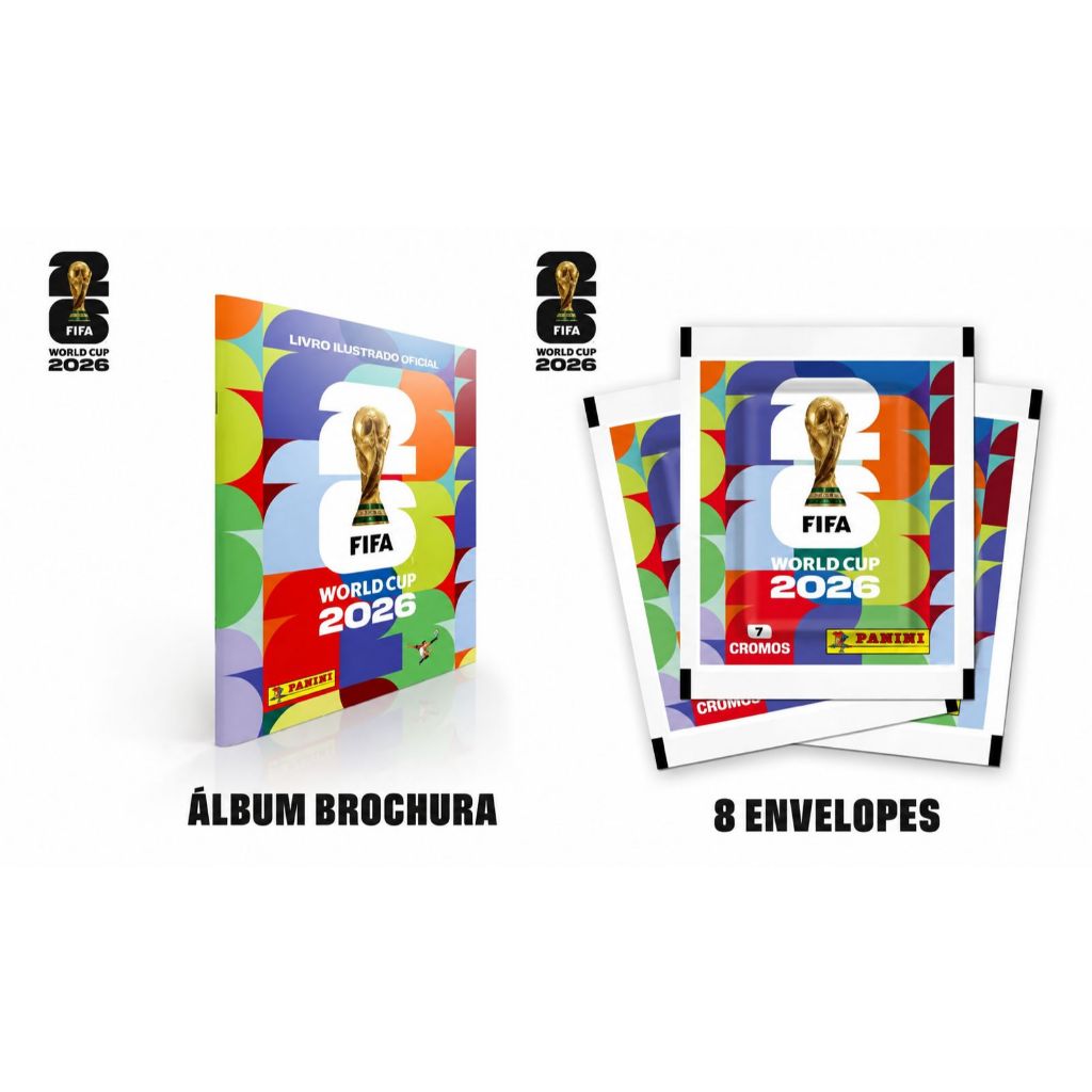 Kit Com 08 Envelopes De Figurinhas + Álbum Brochura - Copa Do Mundo 2026