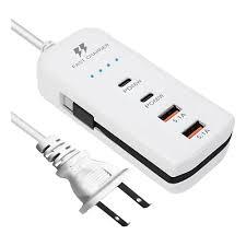 Carregador de Mesa 4 Portas USB e Tipo-C Bivolt Alta Velocidade p/ Smartphone, Tablet e Eletrônicos