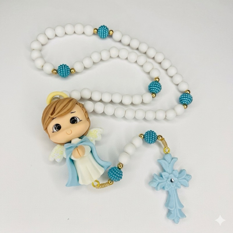 Terço Anjinho Anjo da Guarda Batizado Eucaristia Maternidade Crisma Infantil