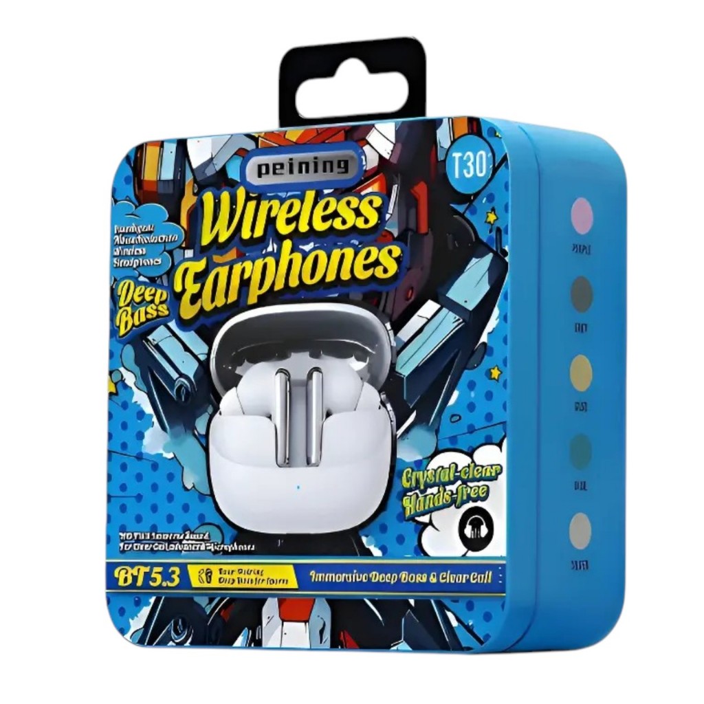 FONE BLUETOOTH SEM FIO PEINING PEI EP105 TWS BLUETOOTH 5.3 CASE LATA PREMIUM GRAVES POTENTES MICROFONE BATERIA LONGA DUR
