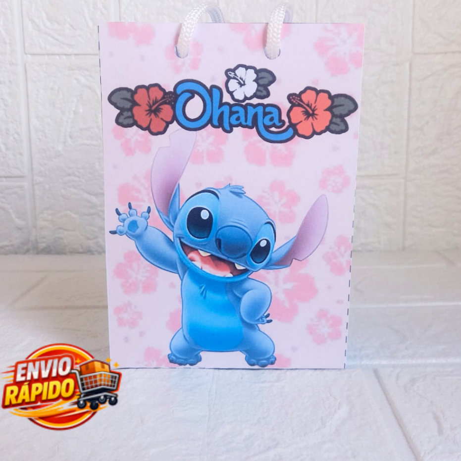 Sacolinha Stich Rosa Personalizada| Festa Infantil|Lembrancinhas|Aniversário|mesversário|supresa