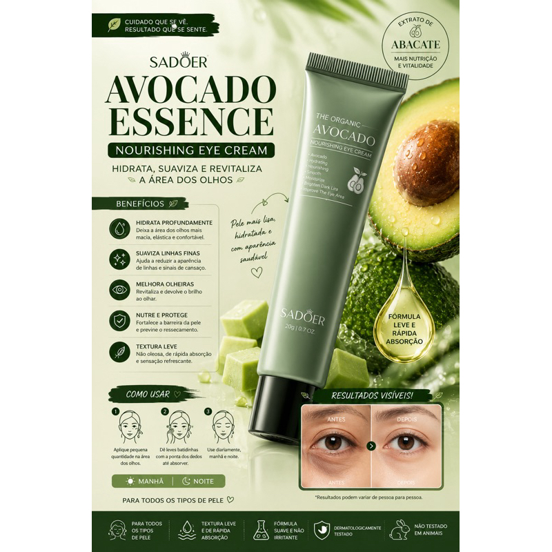 Creme para Área dos Olhos Abacate