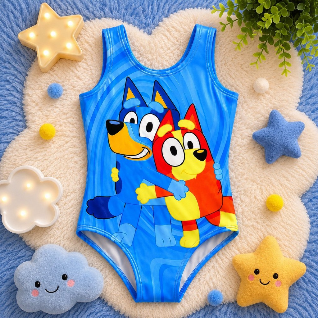 💙 Maiô Infantil Bluey Bingo Colorido e Divertido 🐶