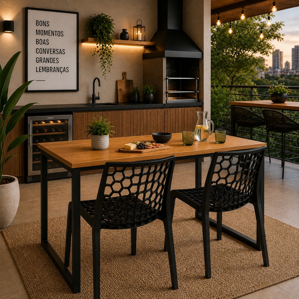 Kit Mesa Econo Moderna 90x60 + Cadeira Gruvyer Preta para Escritório Elegante