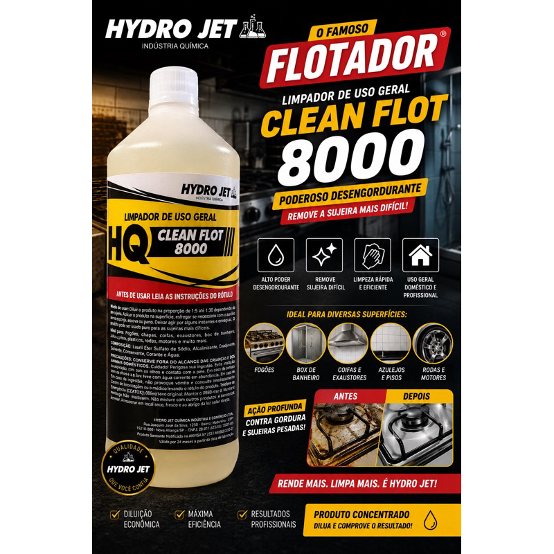 Flotador Multiuso 1L Limpa Qualquer Superfície  Concentrado.