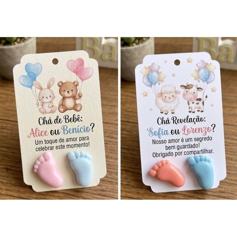 Lembrancinha Chá de Bebê e Revelação - Sabonete Pezinho Personalizado - Kit Mimos
