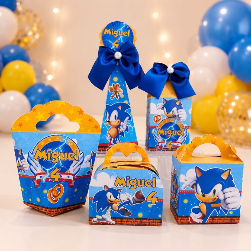KIT FESTA Caixinhas Personalizado Sonic Pegue e Monte Lembrancinhas