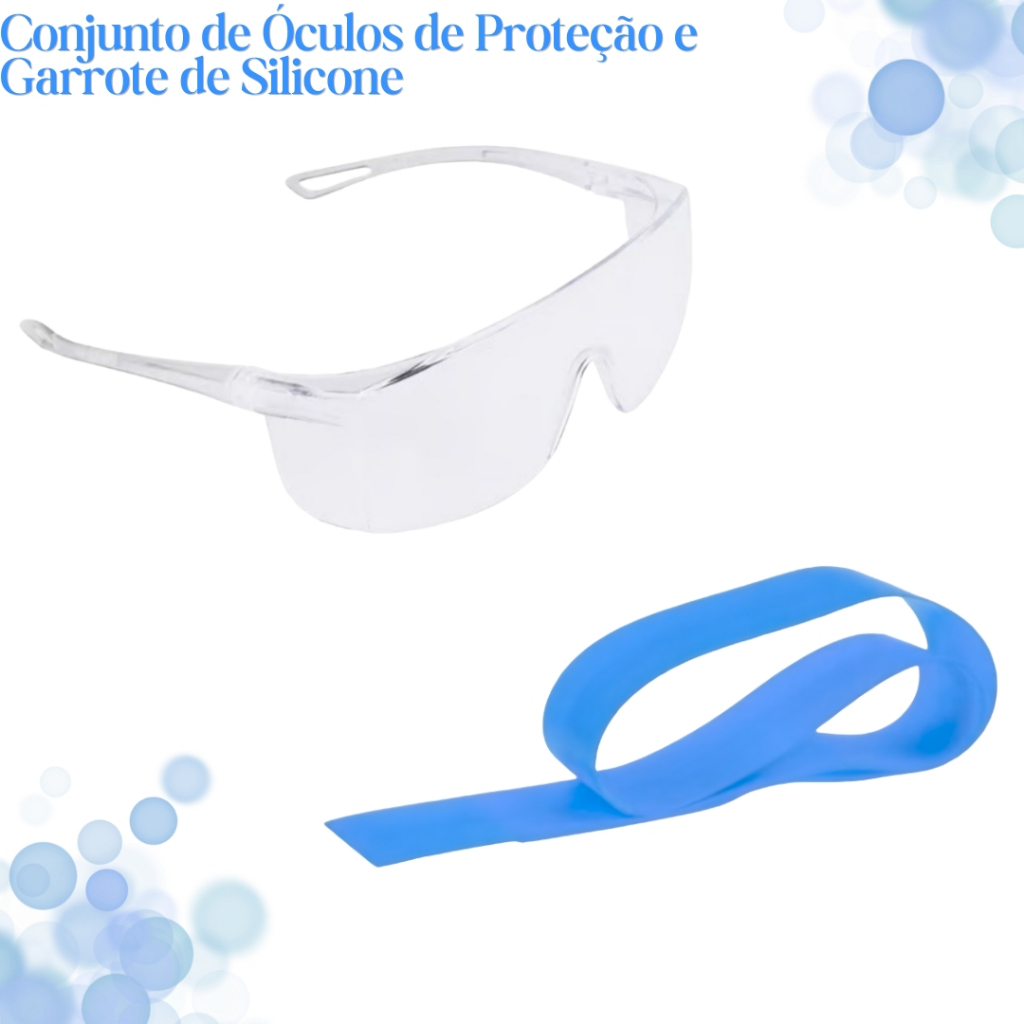 Conjunto de Óculos de Proteção e Garrote de Silicone para Punção