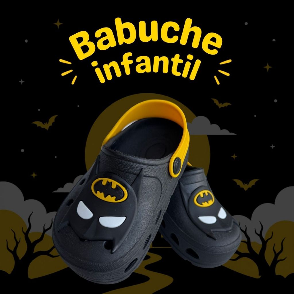 Babuche Infantil Batman Menino Calce Fácil Confortável Antiderrapante Morcego Sandália
