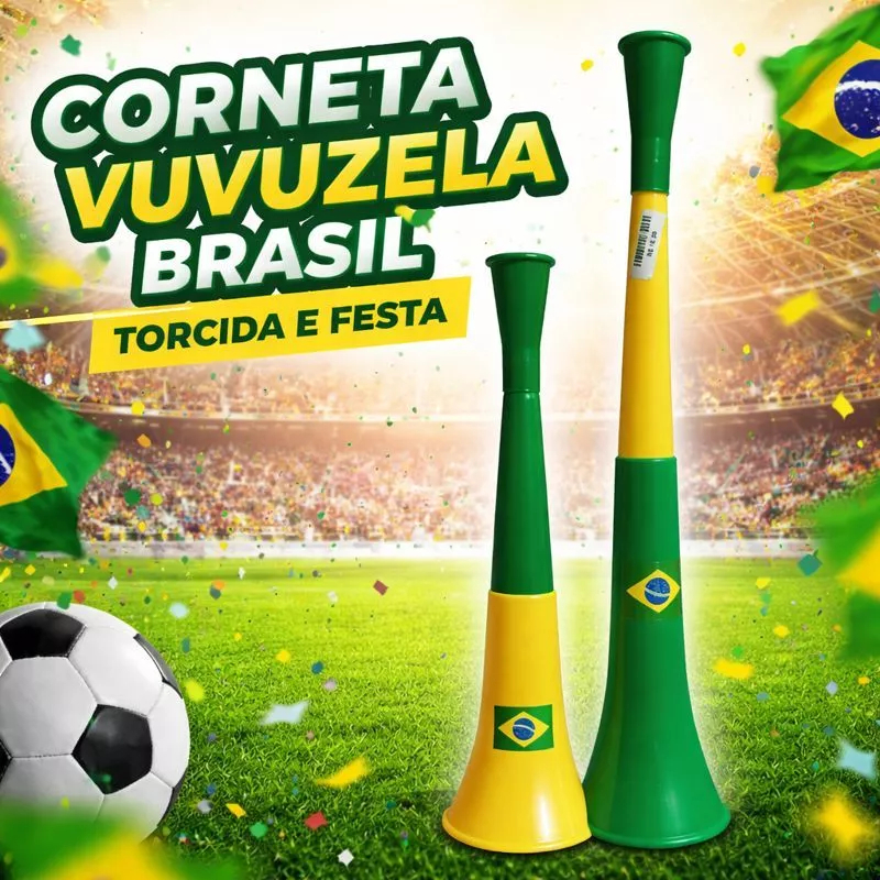 Vuvuzela Corneta  70cm Brasil Som Alto Torcida Copa Do Mundo Festa Estádio Futebol