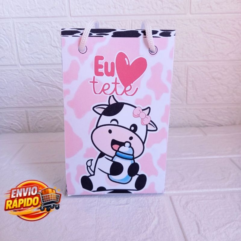 Sacolinha Vaquinha Amo Tetê Personalizada| Festa Infantil|Lembrancinhas|Aniversário|mesversário|