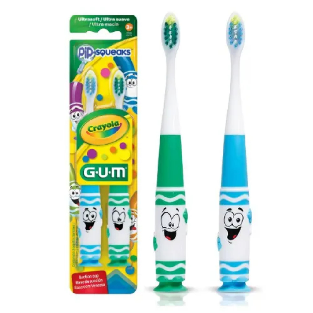 Kit Escova Dental Infantil Crayola Gum Pip-Squeaks 2 Unidades  Kids Macia Colorida