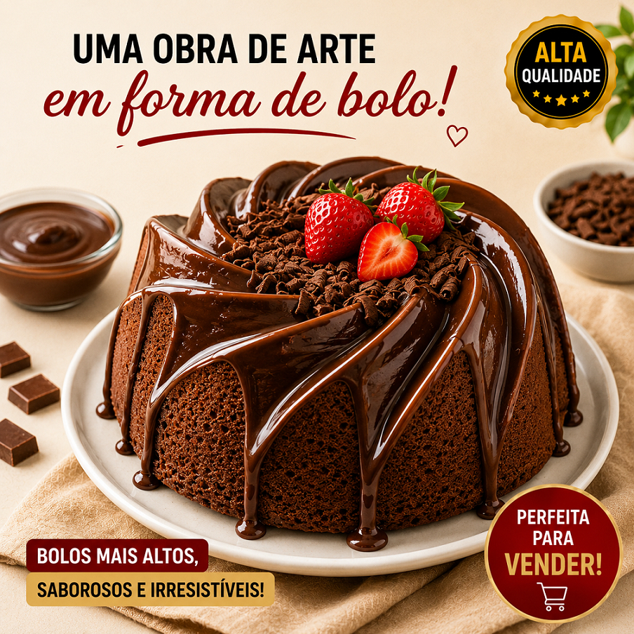 Forma Vulcão Extra Grande Com Cone Alumínio Profissional Para Bolo Decorado