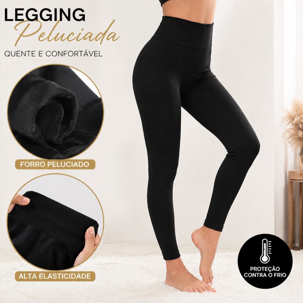 Legging Feminina Peluciada Flanelada Cintura Alta Inverno — imagem 2 de 2
