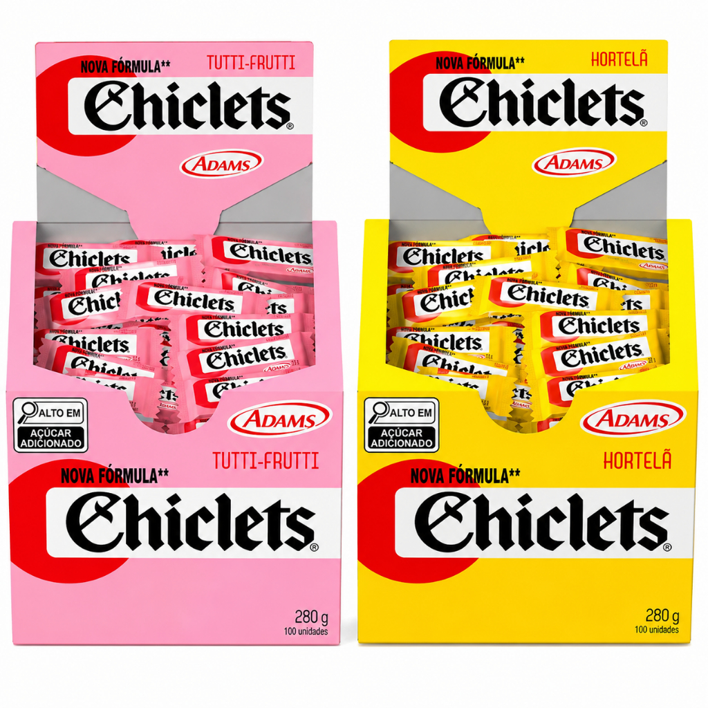 Caixa Chiclete Chiclets C/100 Unidades Adams Goma de Mascar