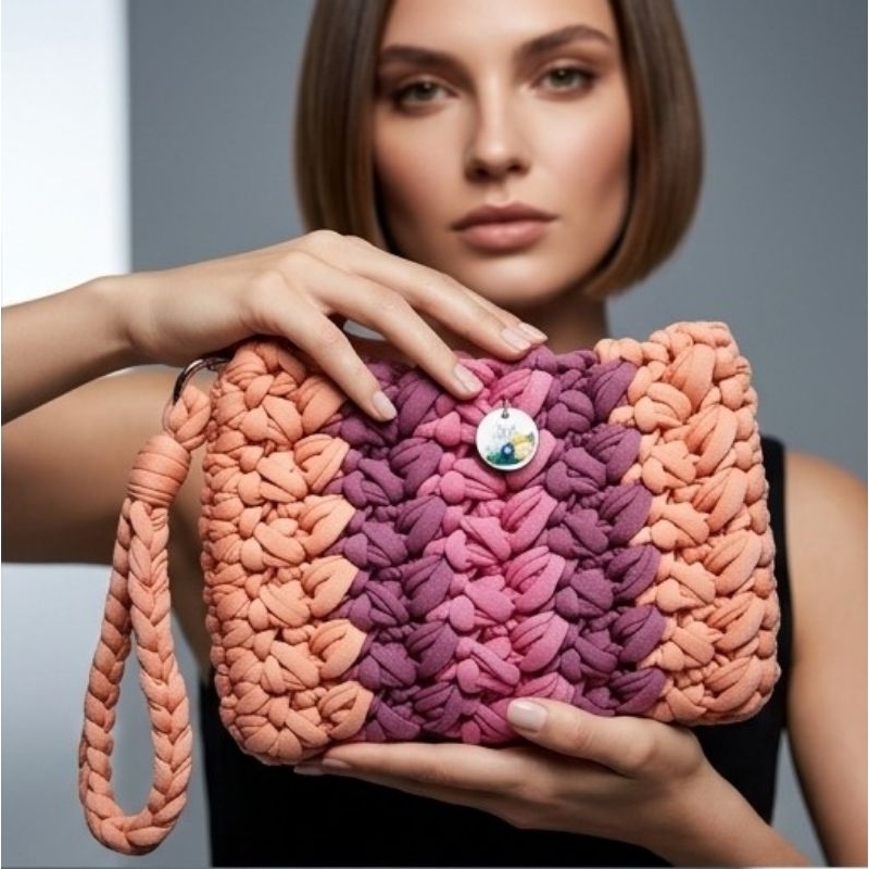 Carteira de Mão em Crochê Artesanal Feminina | Clutch Elegante| Bolsa de Mão Moderna e Sofisticada