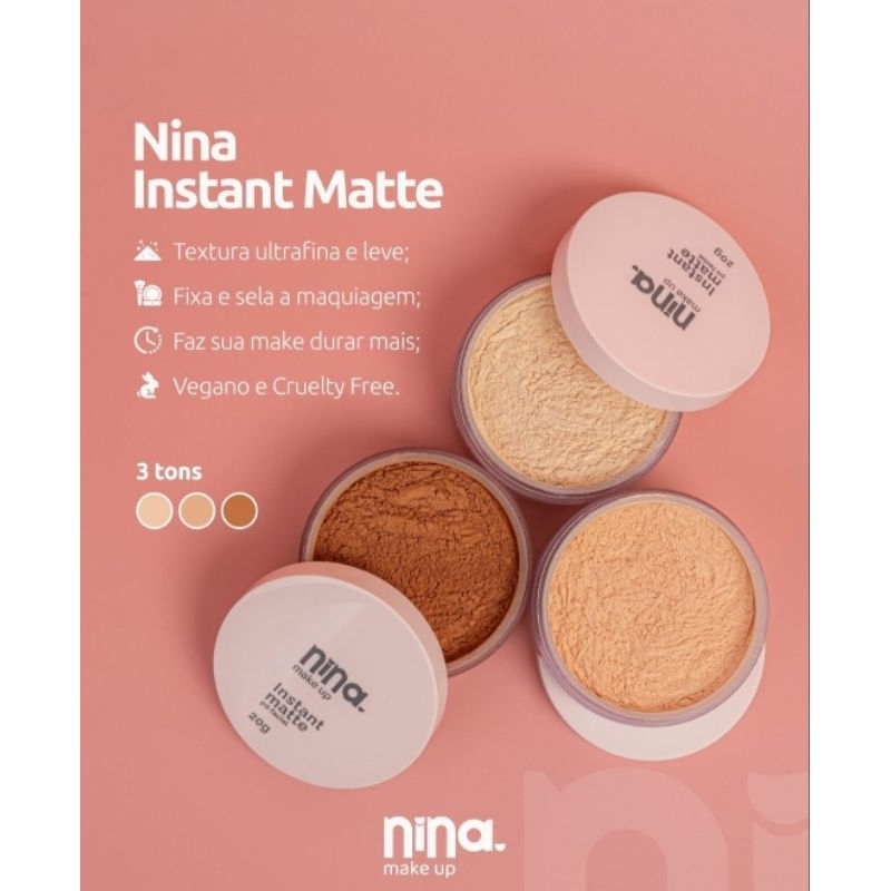 Pó Solto Instant Matte Nina Make Up 20g.Envio Imediato