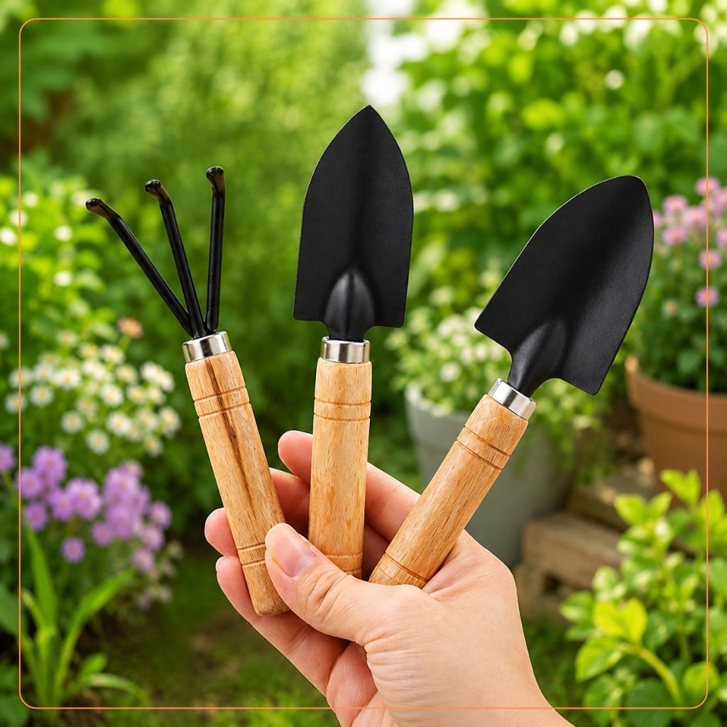 Kit Jardinagem 3 peças Ferramentas com Pazinhas e Garfo para Jardim Vasos Horta Cultivo