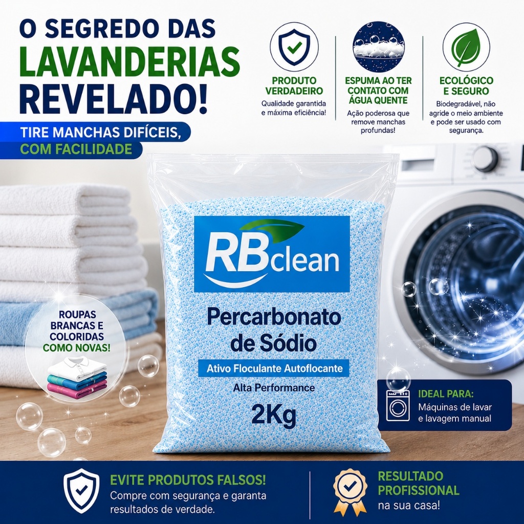 Percarbonato de Sodio 100 Puro Tira Manchas Poderoso Sem Cloro Roupas Brancas 500g 1kg 2kg Alvejante Oxigenio Ativo Pro