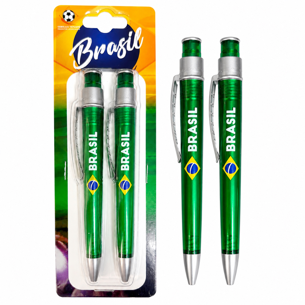 CONJUNTO COM 2 CANETAS VERDES BRASIL
