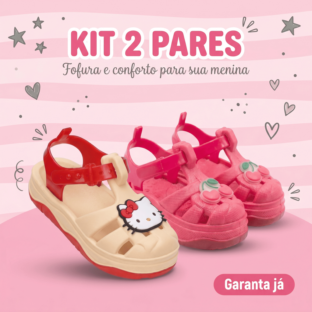 Kit 2 Sandálias Infantil Menina Baby Antiderrapante Lançamento Promoção Confortável