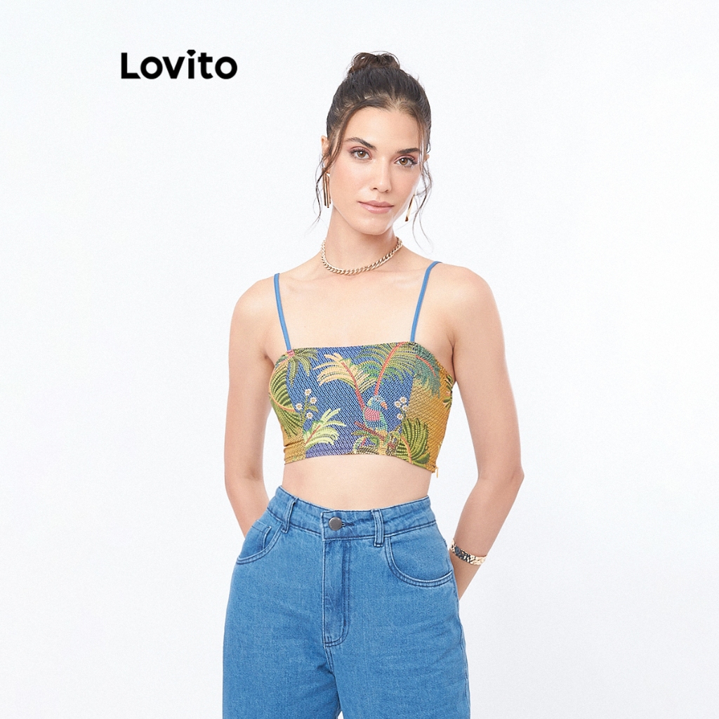 Lovito Top Cropped Estampado Folhagens TKB294BRL323