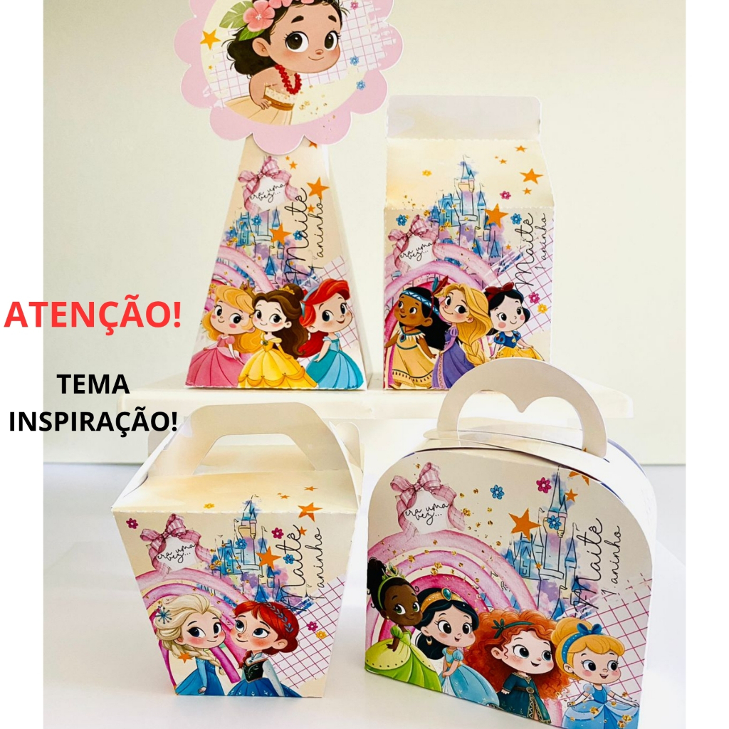 PEGUE E MONTE - Caixinhas Personalizadas PRINCESAS - festa lembrancinha aniversário infantil