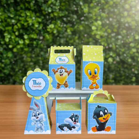Kit Festa Baby Loney Tunes 01 Personalizado Pegue E Monte | Caixinhas | Lembrancinhas | Aniversário