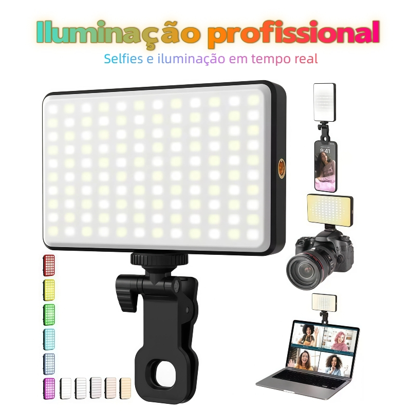Luz de Preenchimento RGB Portátil Clip para Celular Selfie Live Profissional Frete Grátis