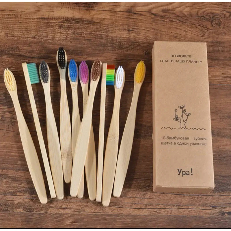 Escova de Dentes de Bambu Sustentável Ecológica Antibacteriana Biodegradável
