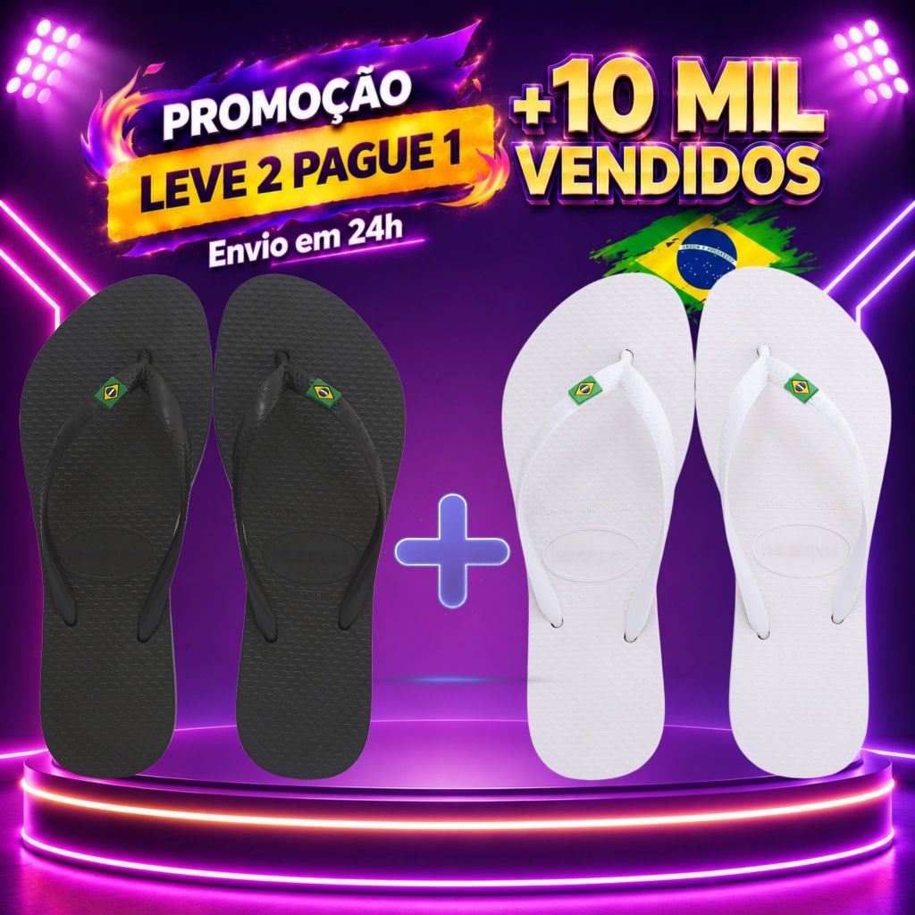 KIT CHINELOS FEMININOS ORIGINAL DO BRASIL DE BORRACHA ORIGINAL ANTI-DERRAPANTE- 33/34 ao 39/40
